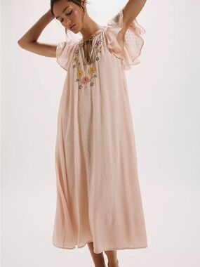 Free People Savannah‎ Rose Midi Dress Boho Vintage Style Cottagecore Farmhouse